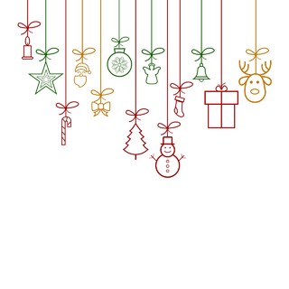 简易彩色线性圣诞节吊饰素材